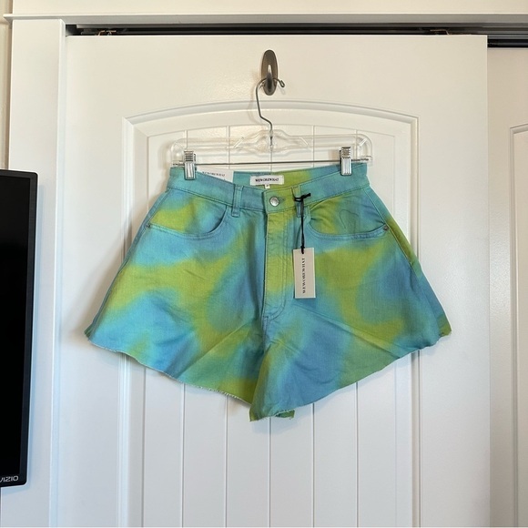 NWT WeWoreWhat flare bell short stretch twill denim tie dye women 27 - Picture 14 of 14